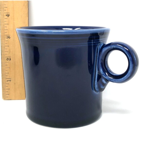 Fiesta Ware Cobalt Blue O Ring Handle Coffee Mug HLC USA Homer Laughlin Set Of 3 - Picture 5 of 12